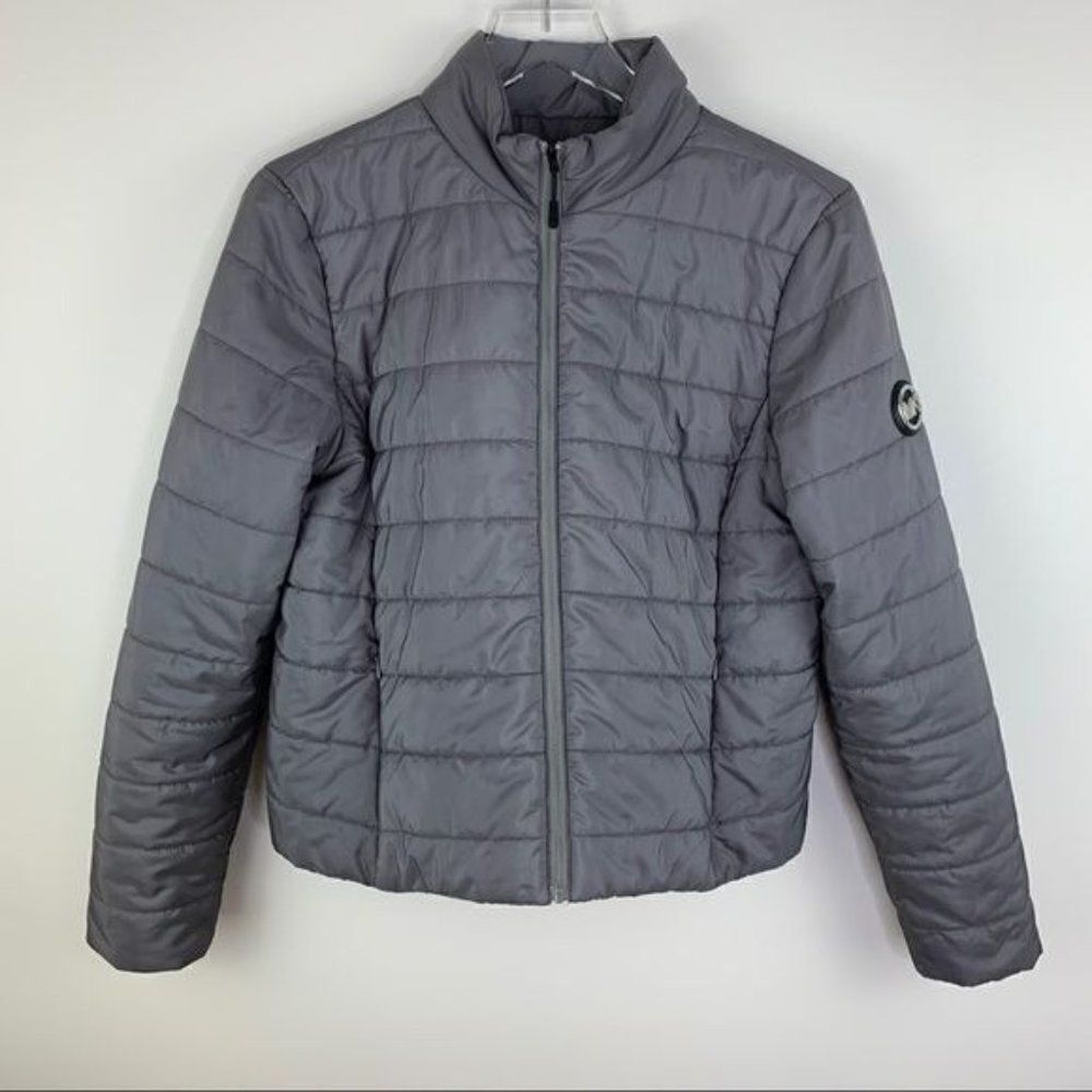 Michael‎ Kors Gray Puffer Jacket w/Silver Logo On Arm Sz L